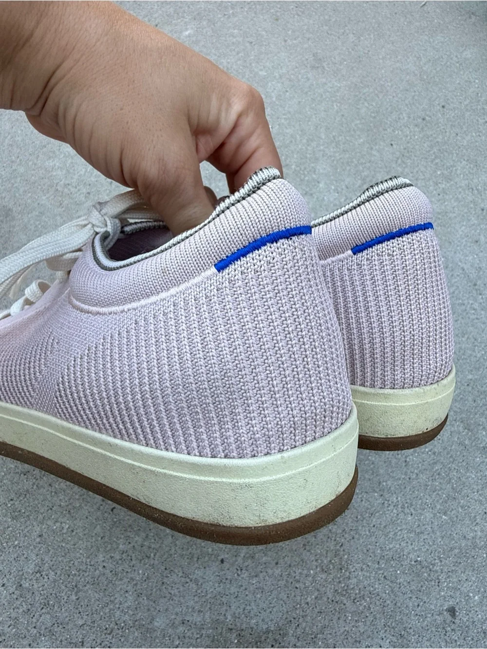 Rothy’s The Lace Up Sneaker in Light Pink Knit Streetwear Comfort Size Women’s 9